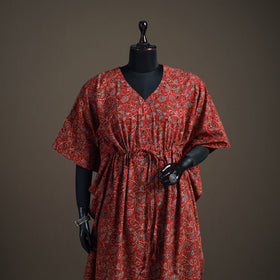 Ajrakh Hand Block Print Natural Dyed Cotton Long Kaftan 02
