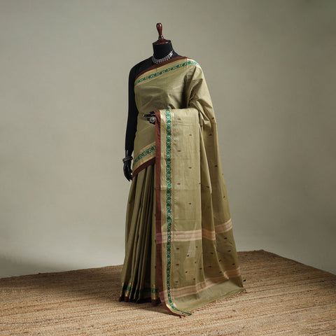Green - Kanchipuram Buti Cotton Saree with Border 17