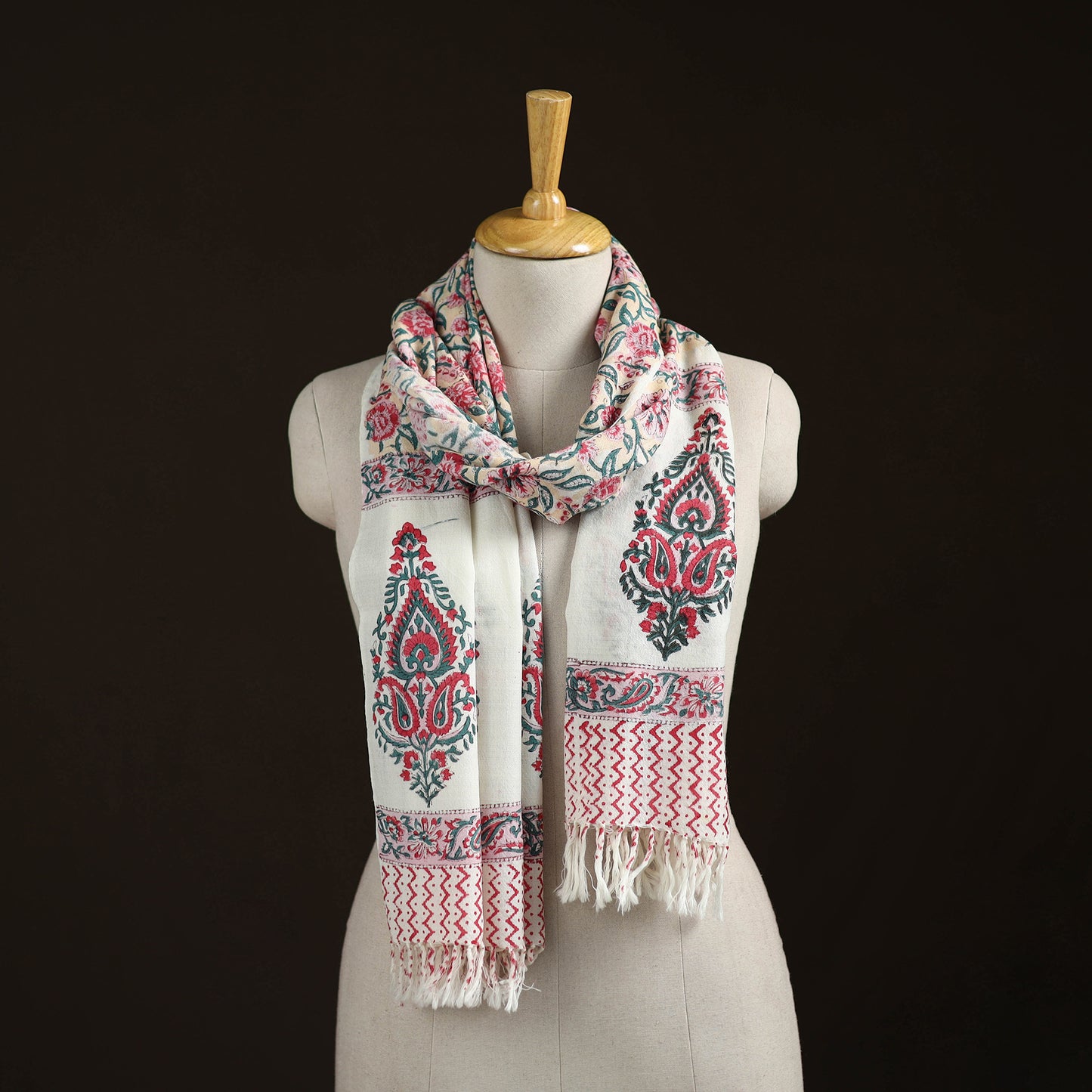 Sanganeri Hand Block Print Pure Merino Wool Handwoven Stole 15