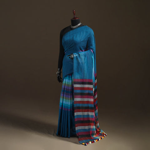 Bengal Checks Pure Mul Cotton Saree with Tassels 16