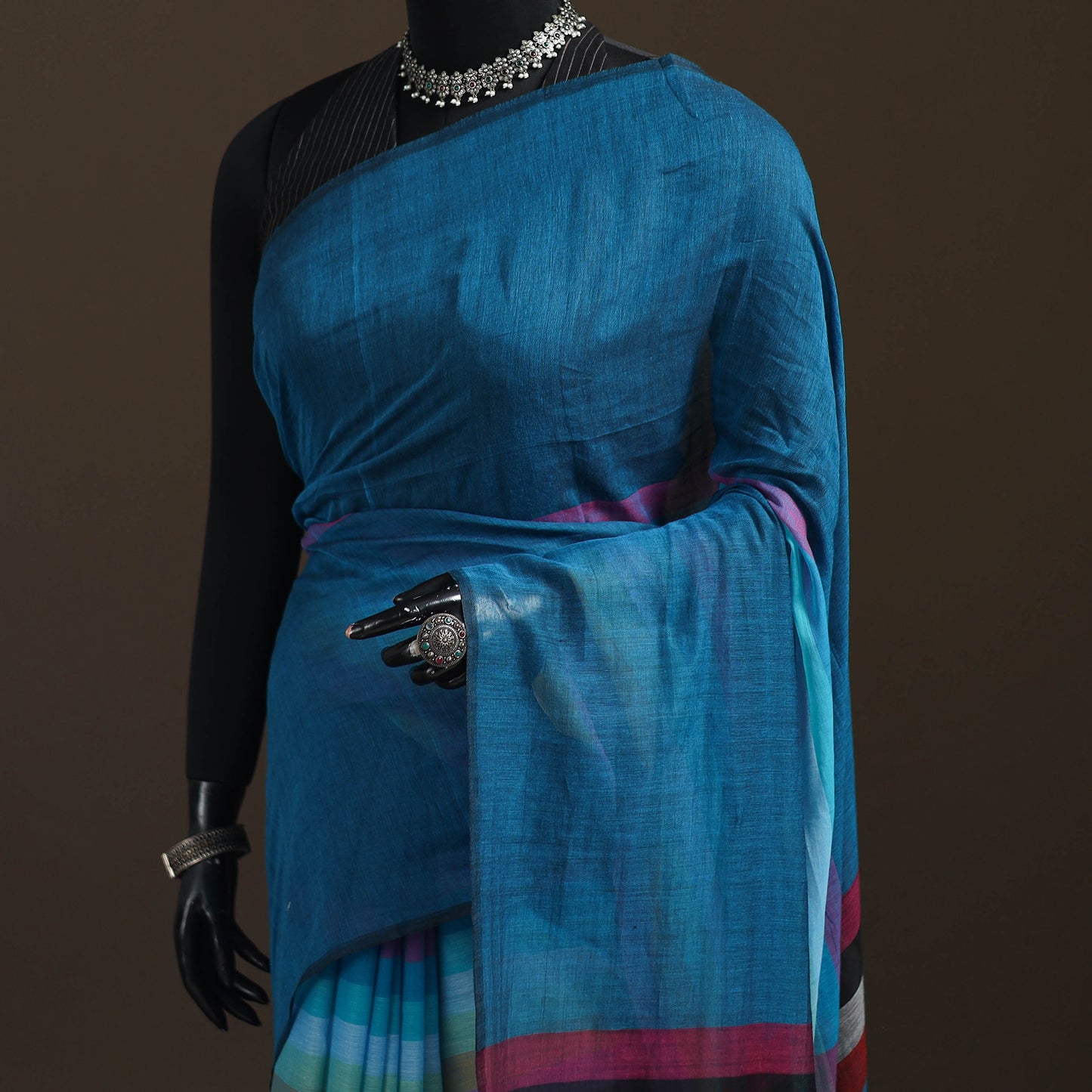 Bengal Checks Pure Mul Cotton Saree with Tassels 16