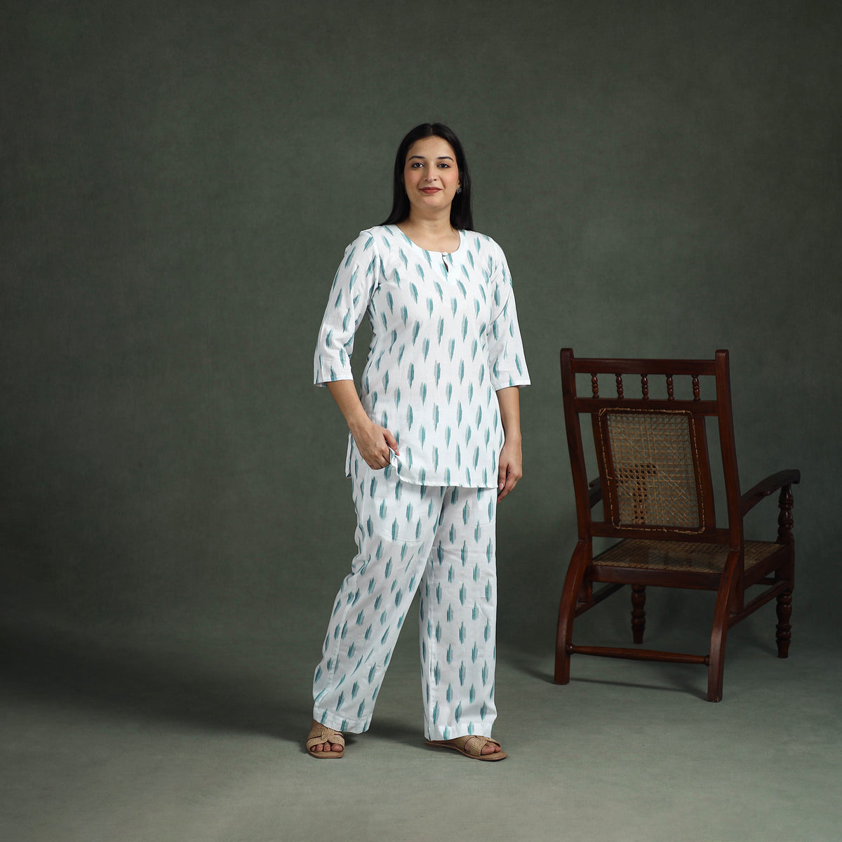Pochampally Ikat Cotton Night Suit Set for Women 17
