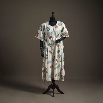 Ajrakh Hand Block Print Natural Dyed Cotton Long Kaftan 03