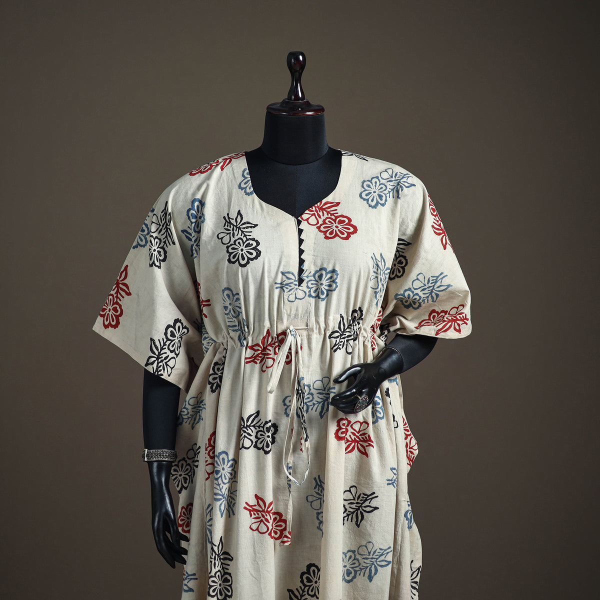 Ajrakh Hand Block Print Natural Dyed Cotton Long Kaftan 03