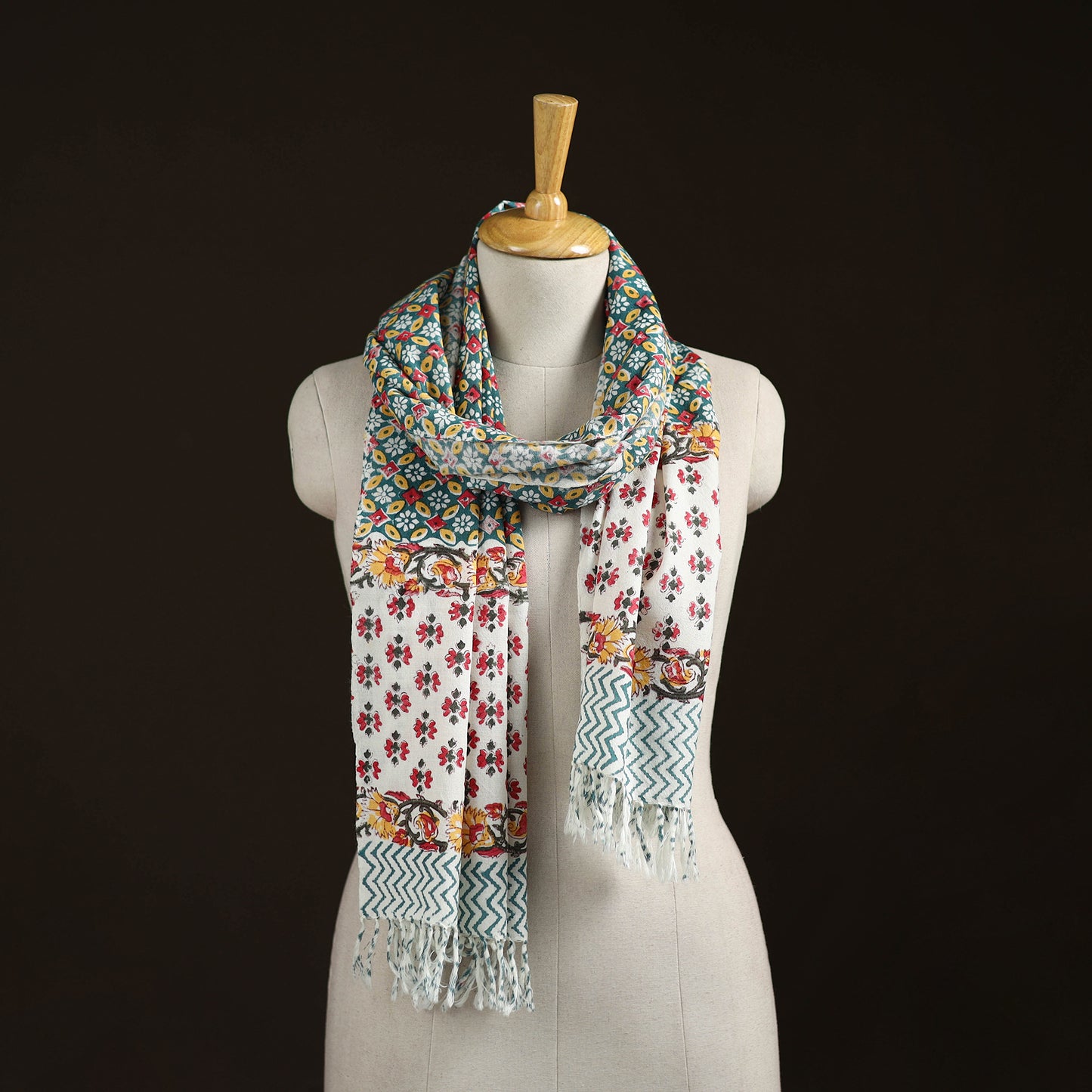 Sanganeri Hand Block Print Pure Merino Wool Handwoven Stole 17