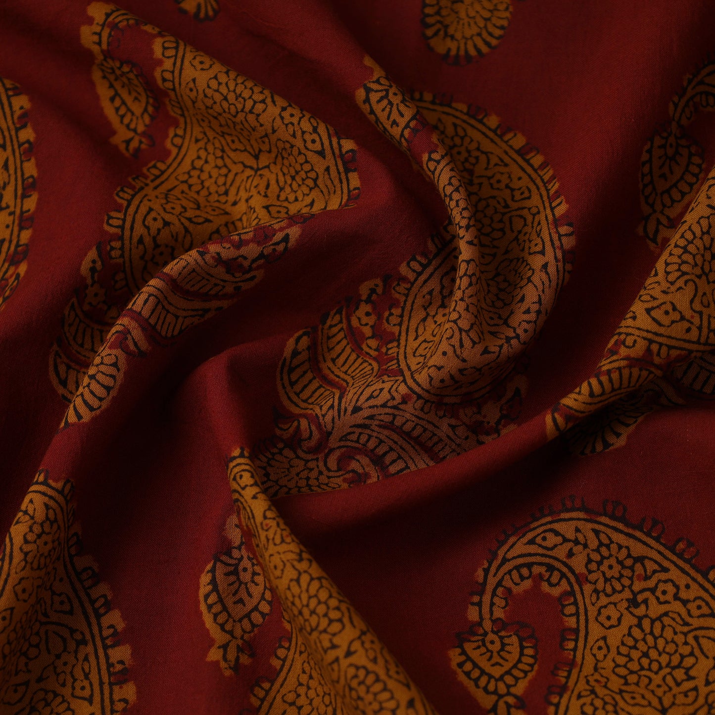 Maroon Bagh Hand Block Print Natural Dyed Cotton Fabric