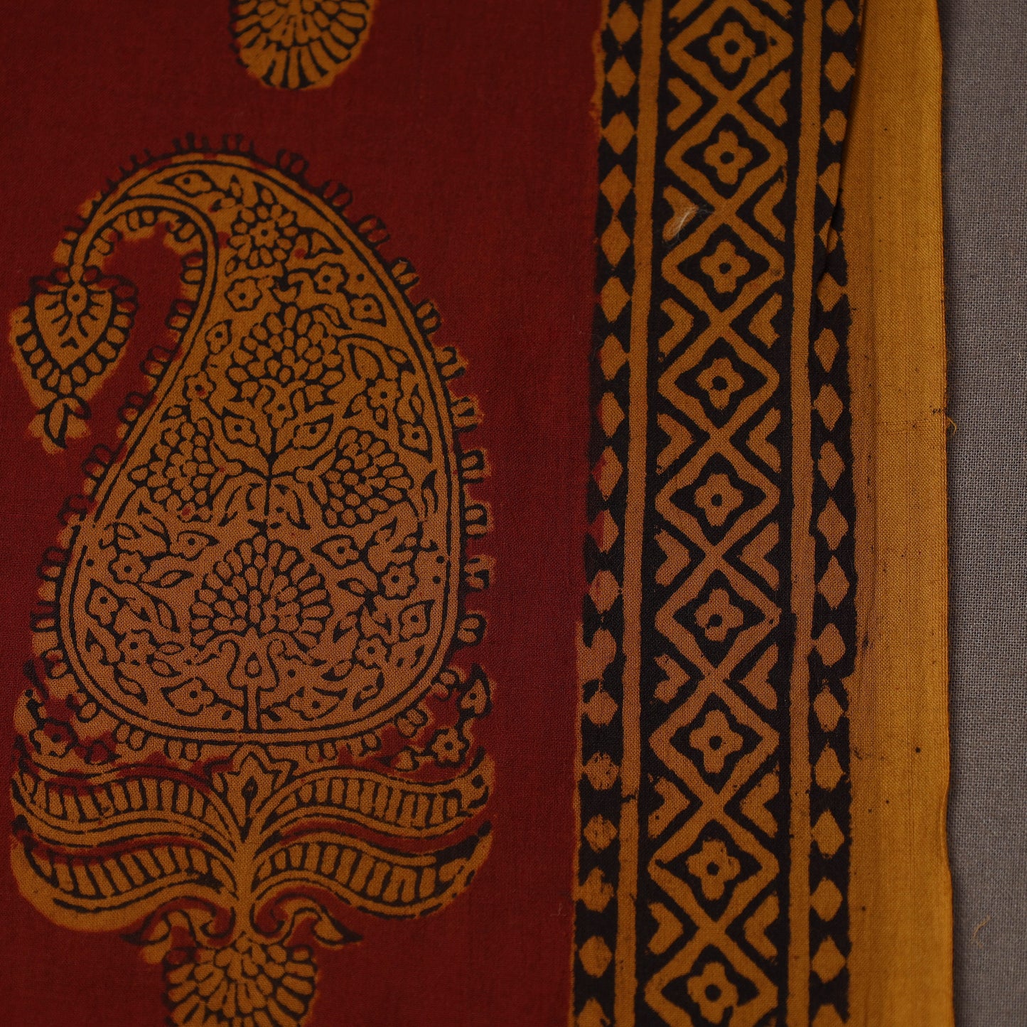 Maroon Bagh Hand Block Print Natural Dyed Cotton Fabric