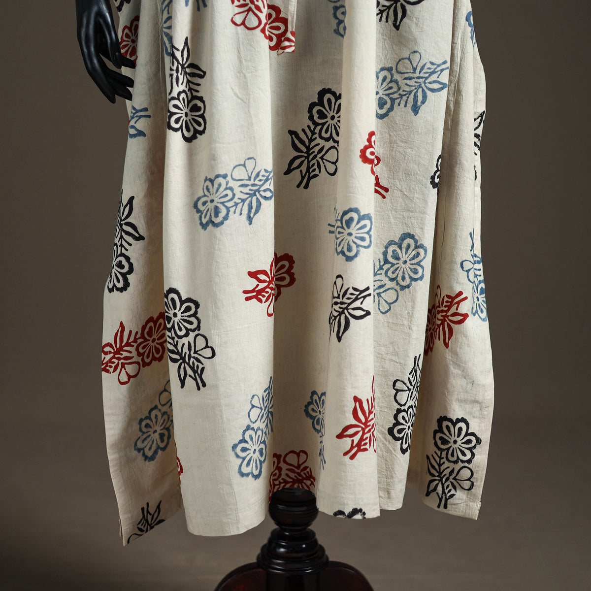 Ajrakh Hand Block Print Natural Dyed Cotton Long Kaftan 03