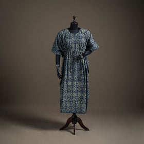 Ajrakh Hand Block Print Natural Dyed Cotton Long Kaftan 04