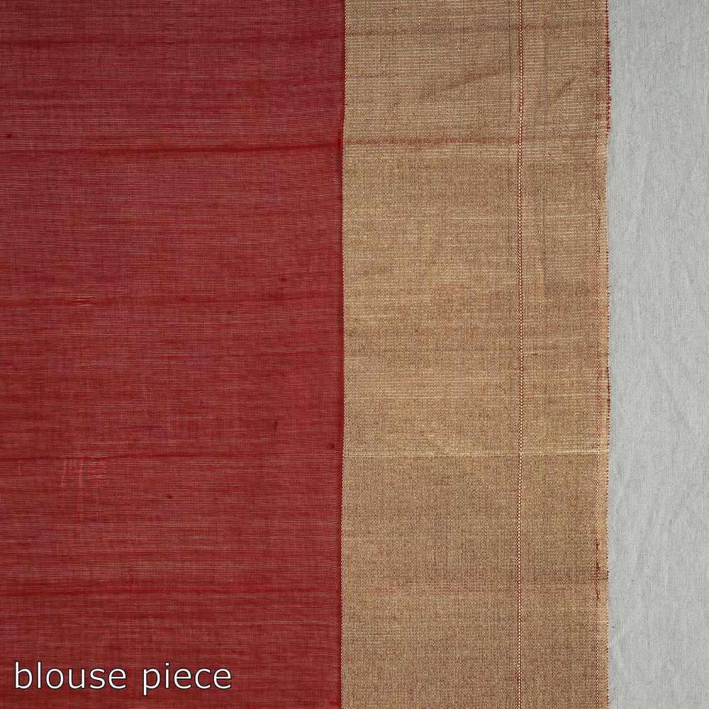 Red - Traditional Chanderi Silk Cotton Handloom Saree with Zari Border 48