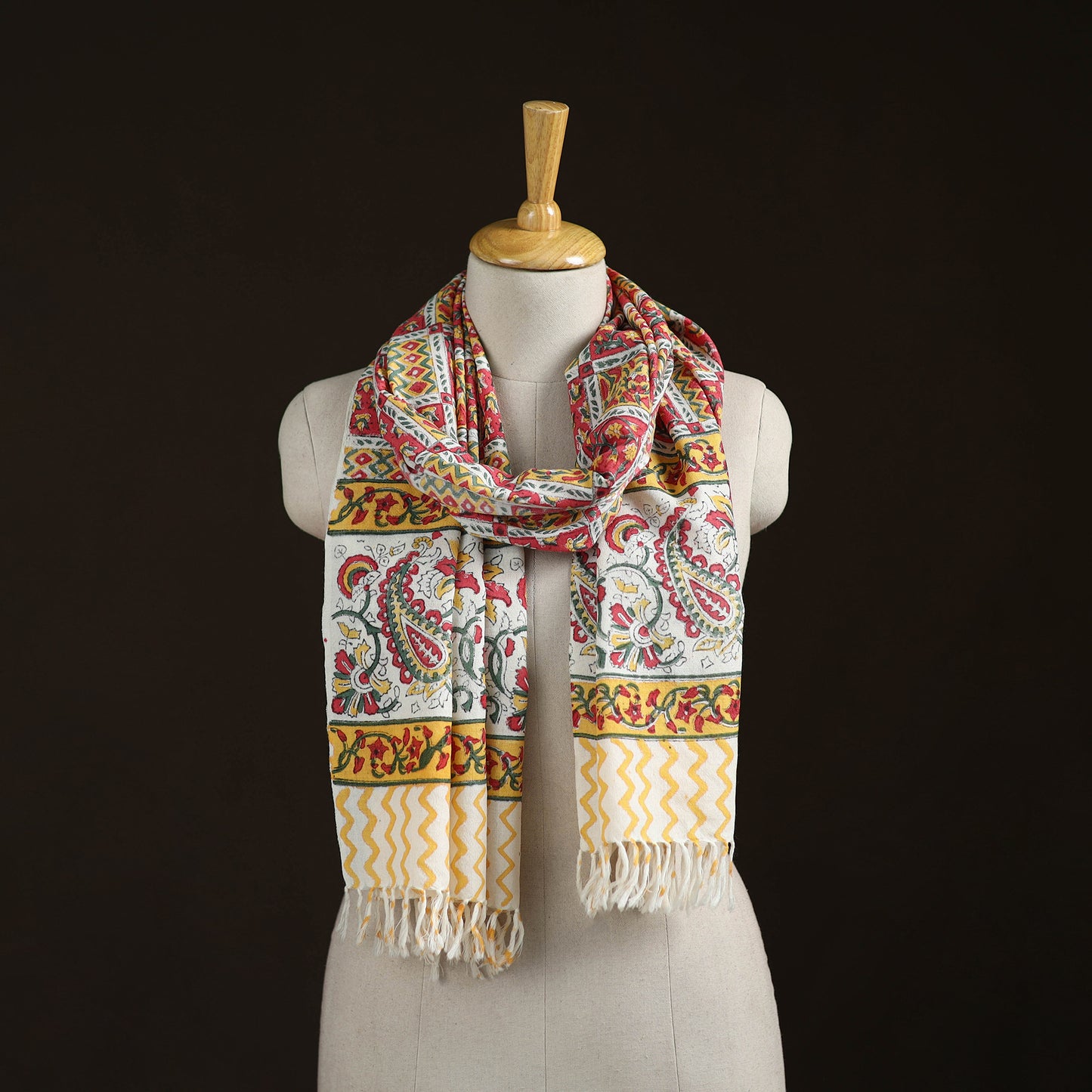 Sanganeri Hand Block Print Pure Merino Wool Handwoven Stole 21
