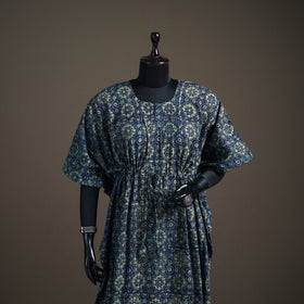 Ajrakh Hand Block Print Natural Dyed Cotton Long Kaftan 04