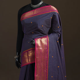 Checks Buti Cotton Zari Border Kanchipuram Saree 04