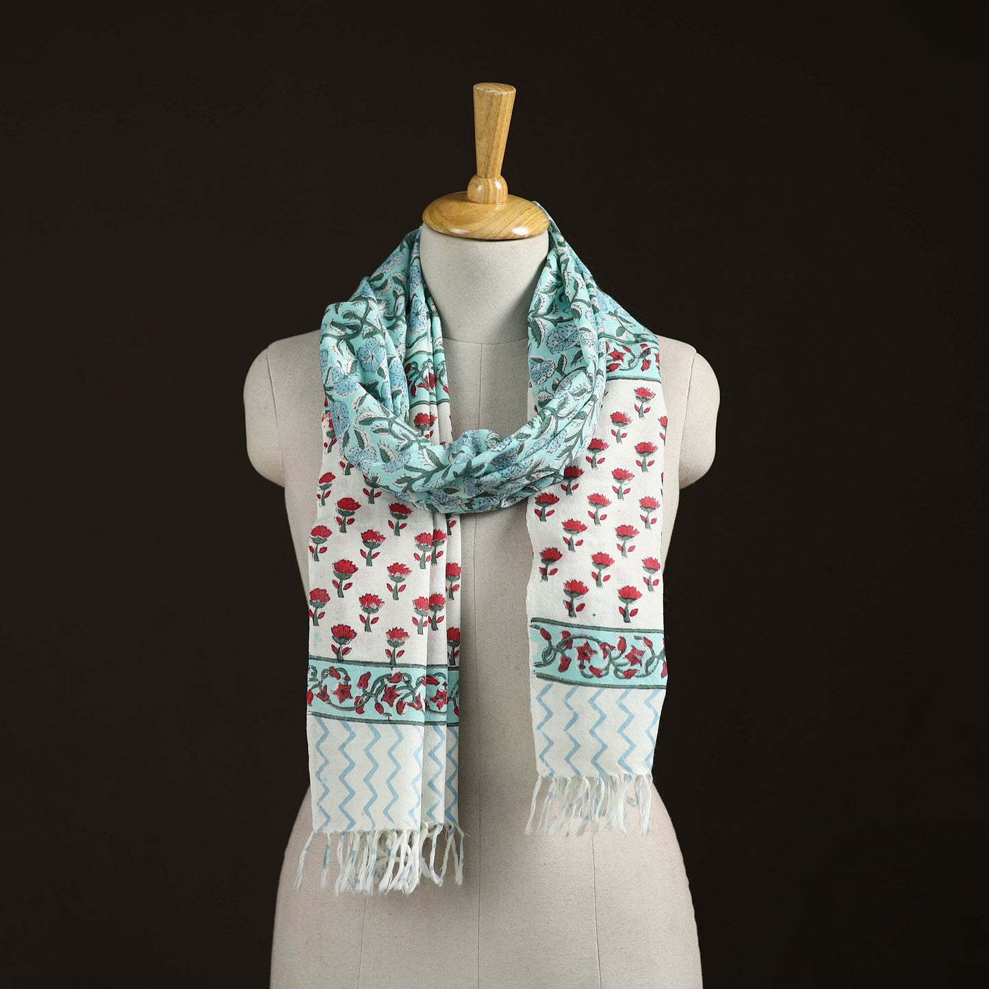 Sanganeri Hand Block Print Pure Merino Wool Handwoven Stole 22