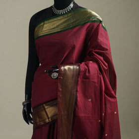 Red - Kanchipuram Buti Cotton Saree with Border 19