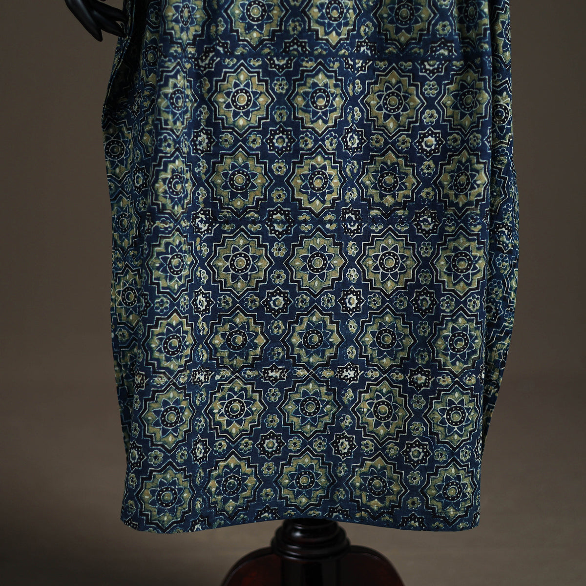Ajrakh Hand Block Print Natural Dyed Cotton Long Kaftan 04