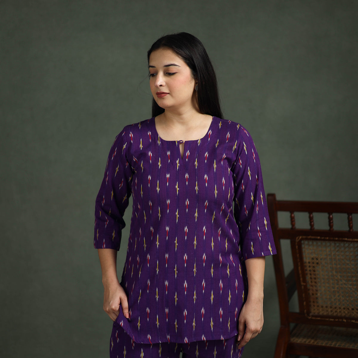 Pochampally Ikat Cotton Night Suit Set for Women 19