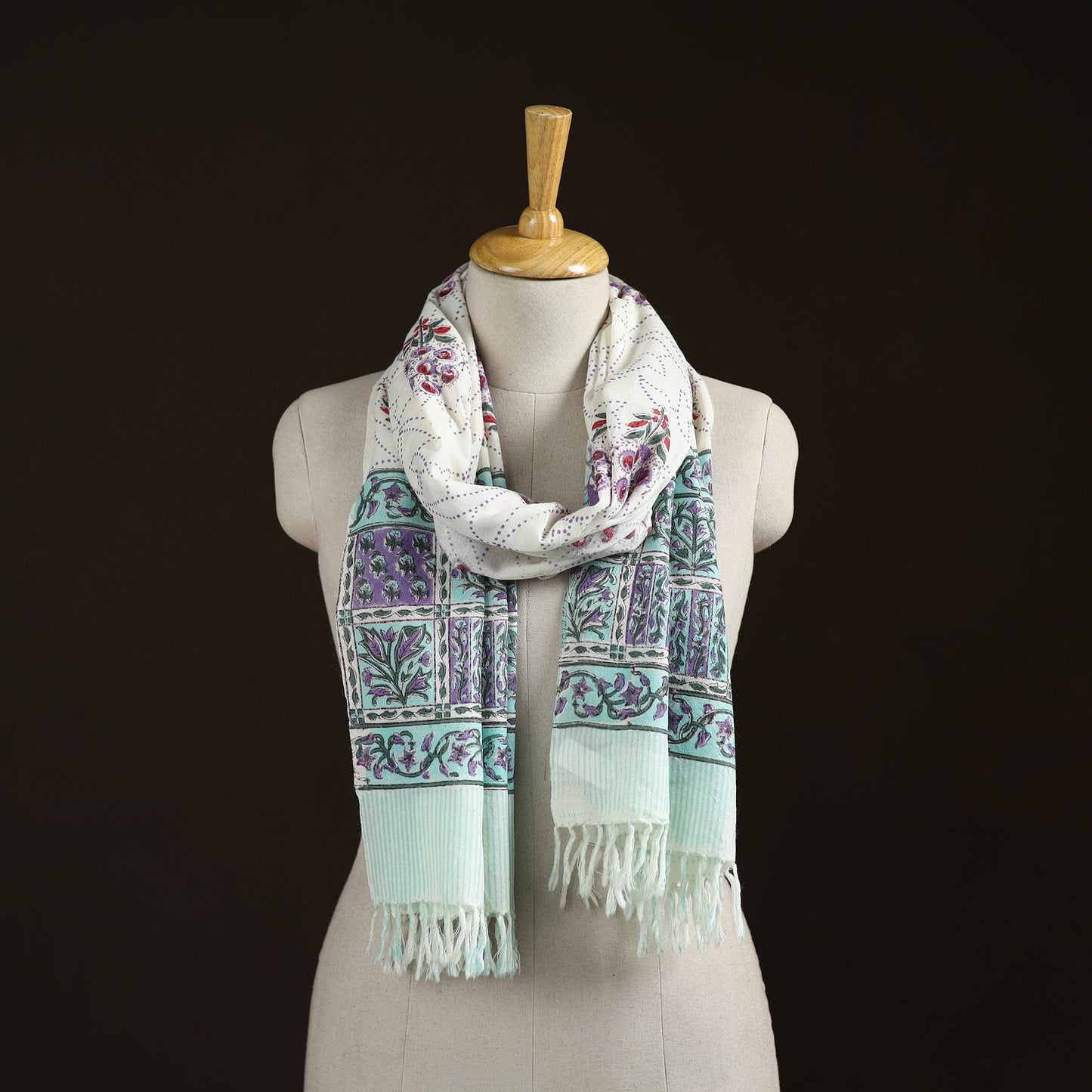 Sanganeri Hand Block Print Pure Merino Wool Handwoven Stole 23