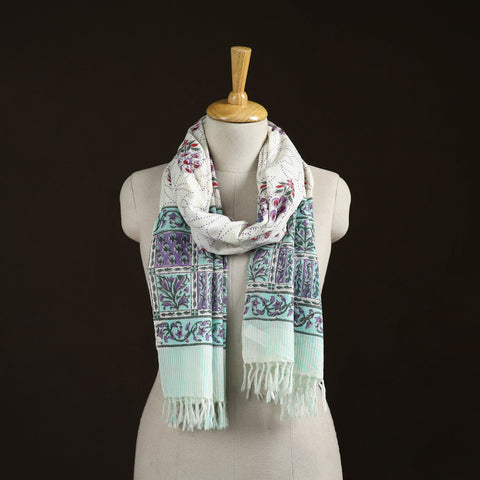 Sanganeri Hand Block Print Pure Merino Wool Handwoven Stole 23