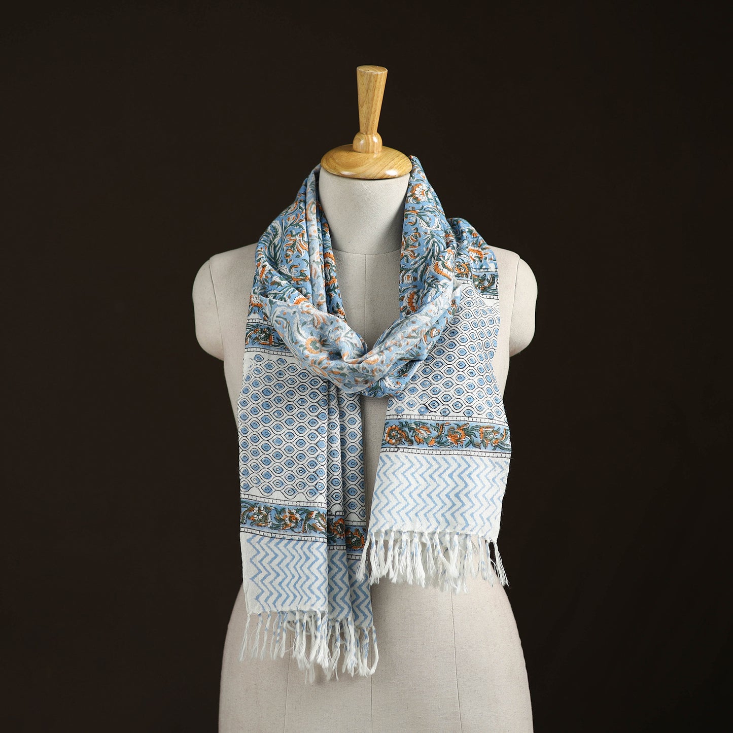 Sanganeri Hand Block Print Pure Merino Wool Handwoven Stole 24