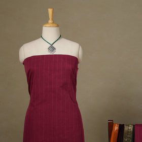 Maroon 2pc Kandangi Chettinad Dress Material with Jewellery Set