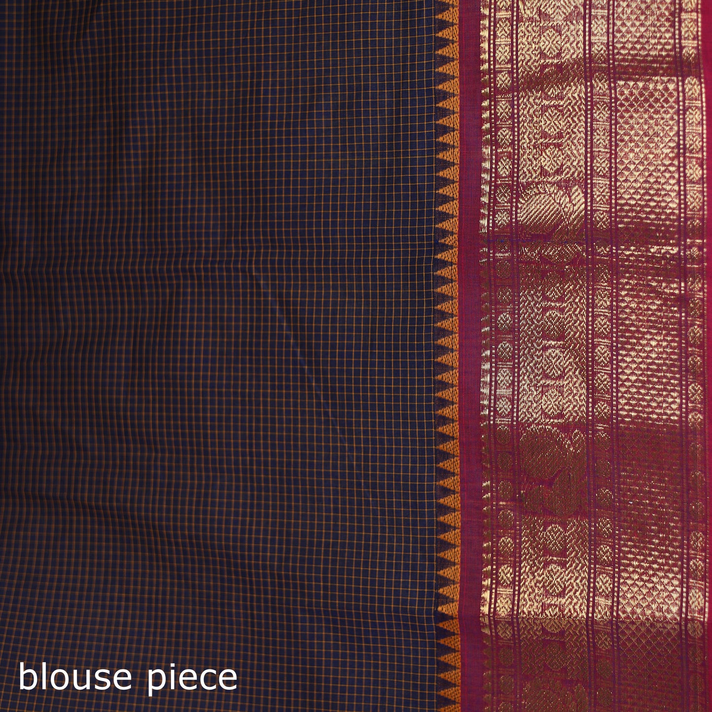 Checks Buti Cotton Zari Border Kanchipuram Saree 04