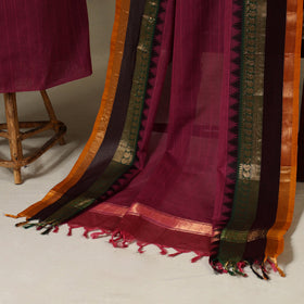 Maroon 2pc Kandangi Chettinad Dress Material with Jewellery Set