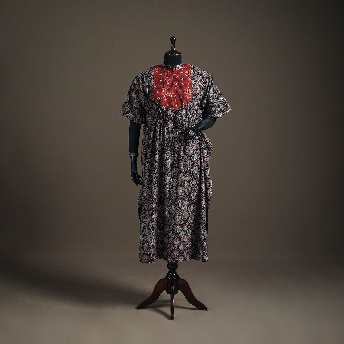 Ajrakh Hand Block Print Natural Dyed Cotton Long Kaftan 05