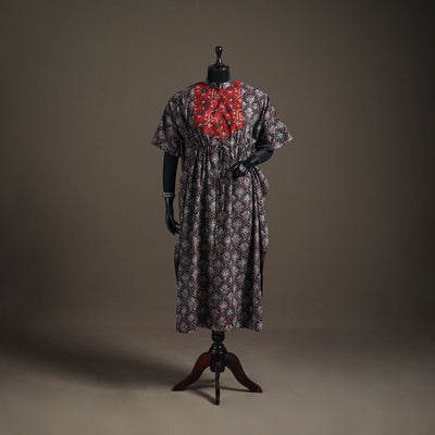 Ajrakh Hand Block Print Natural Dyed Cotton Long Kaftan 05