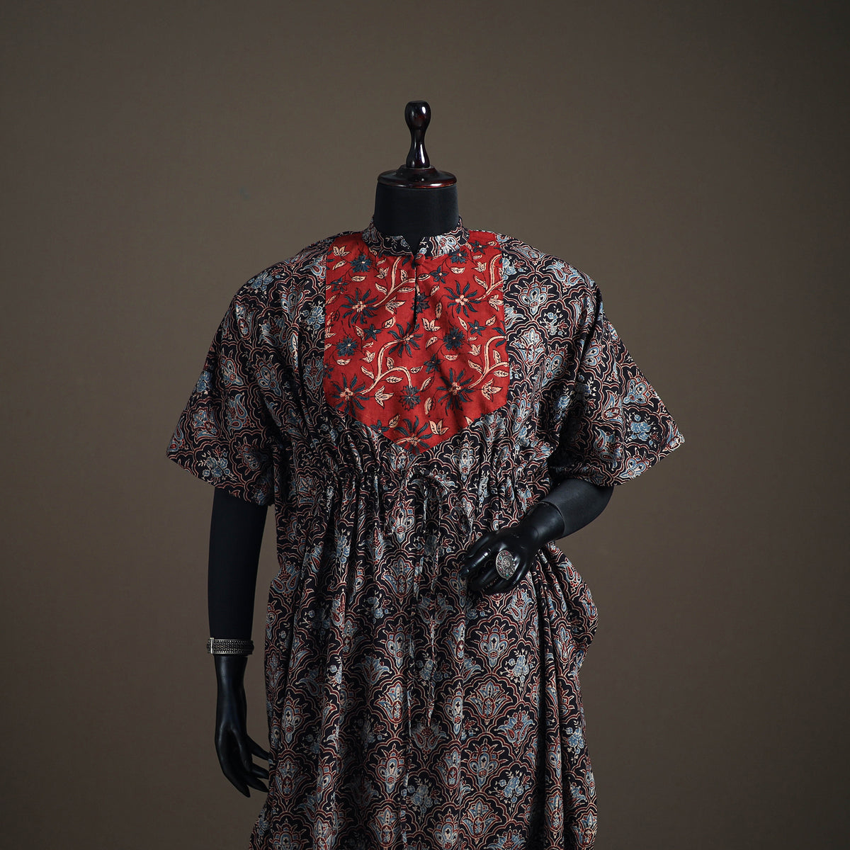 Ajrakh Hand Block Print Natural Dyed Cotton Long Kaftan 05
