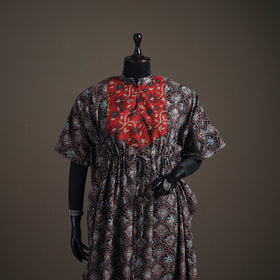 Ajrakh Hand Block Print Natural Dyed Cotton Long Kaftan 05