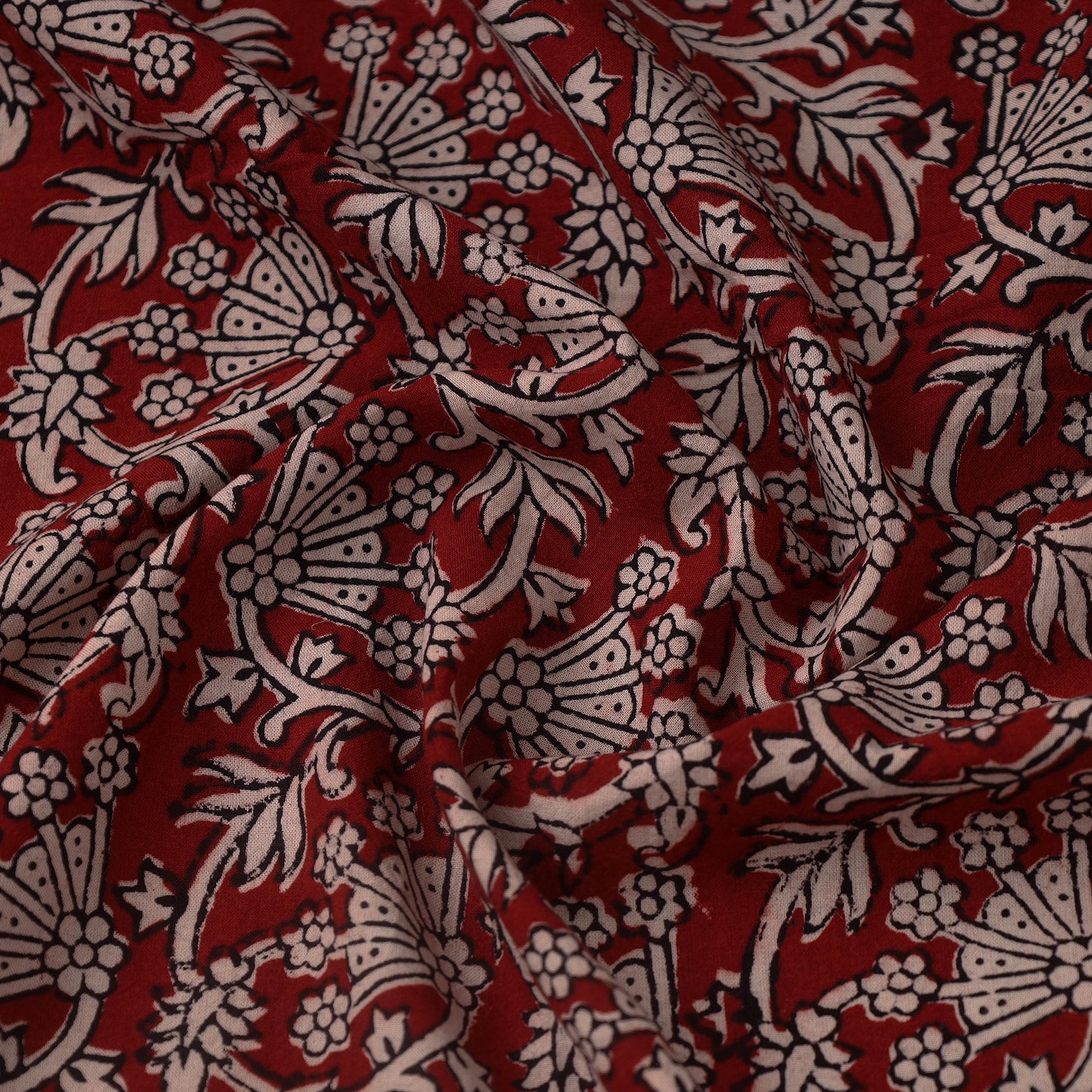 Red Bagh Hand Block Print Natural Dyed Cotton Fabric