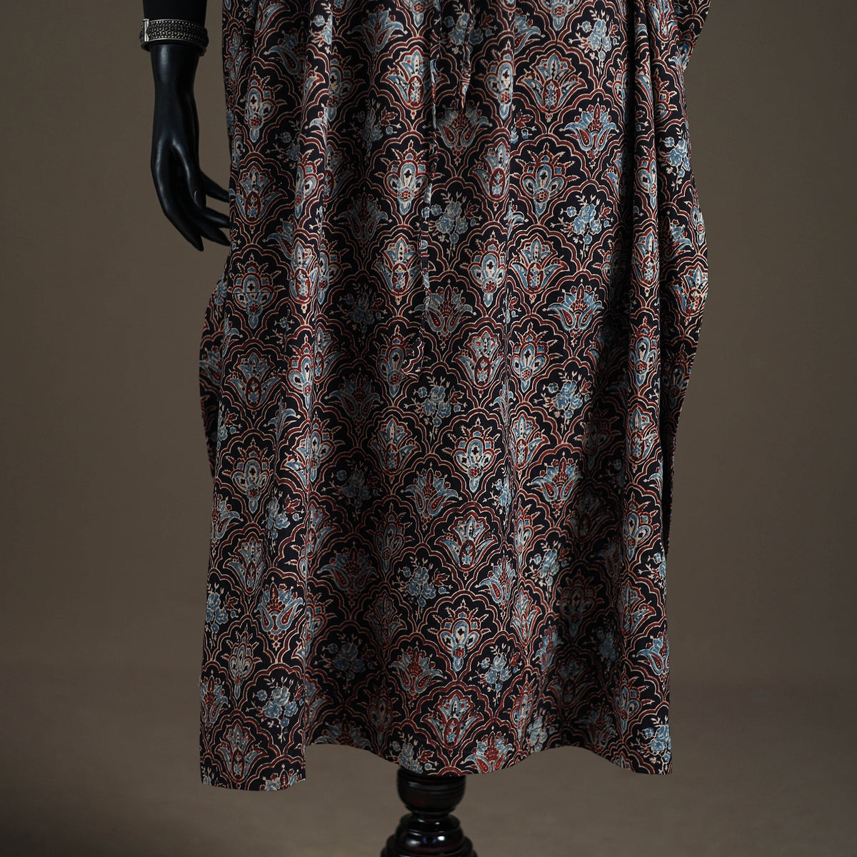 Ajrakh Hand Block Print Natural Dyed Cotton Long Kaftan 05