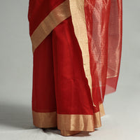 Red - Traditional Chanderi Silk Cotton Handloom Saree with Zari Border 49