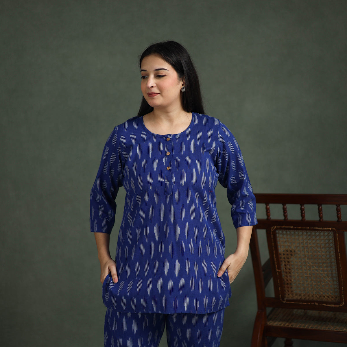 Pochampally Ikat Cotton Night Suit Set for Women 10