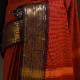 Checks Buti Cotton Zari Border Kanchipuram Saree 03