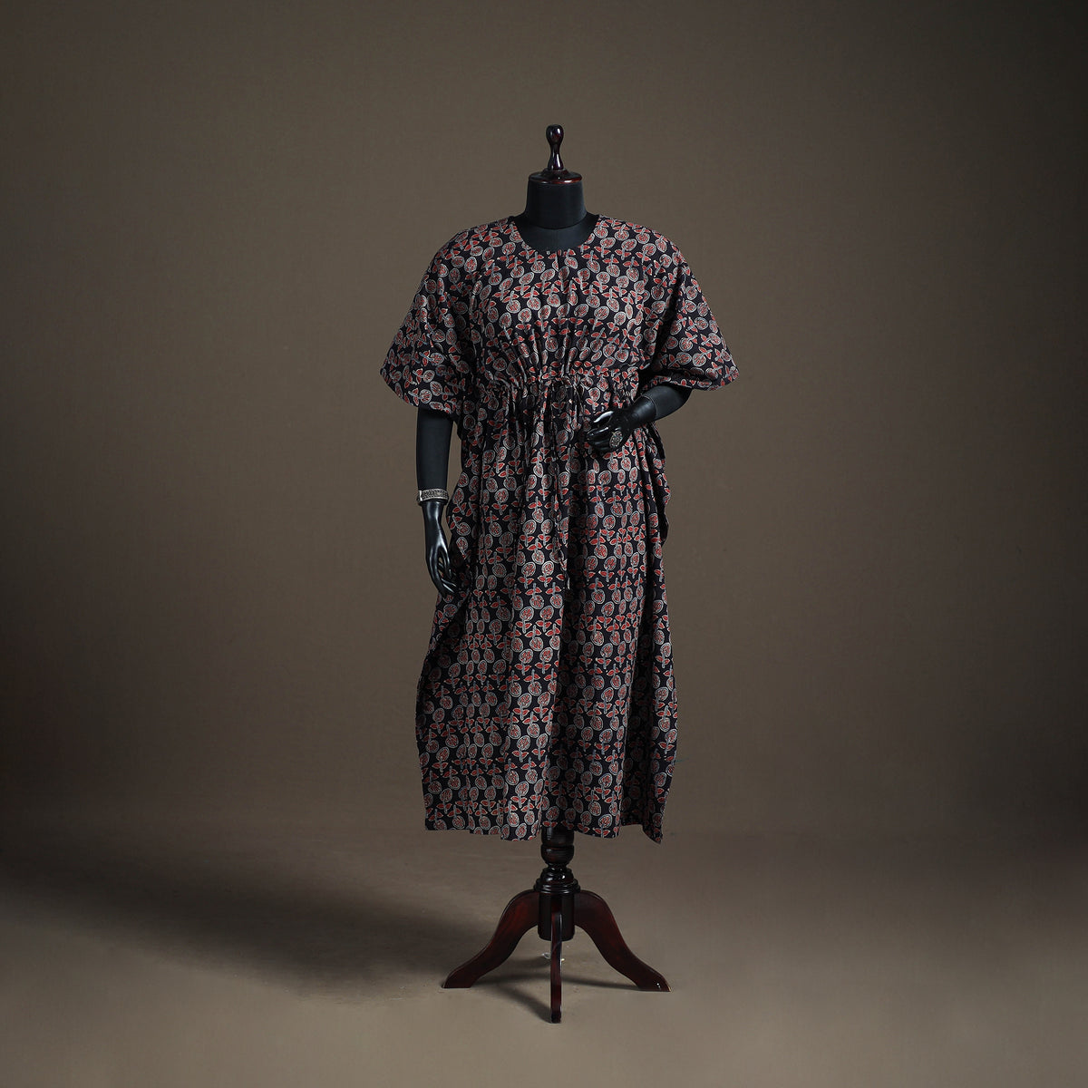 Ajrakh Hand Block Print Natural Dyed Cotton Long Kaftan 06