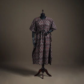 Ajrakh Hand Block Print Natural Dyed Cotton Long Kaftan 06
