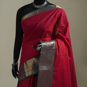 Red - Kanchipuram Buti Cotton Saree with Border 20