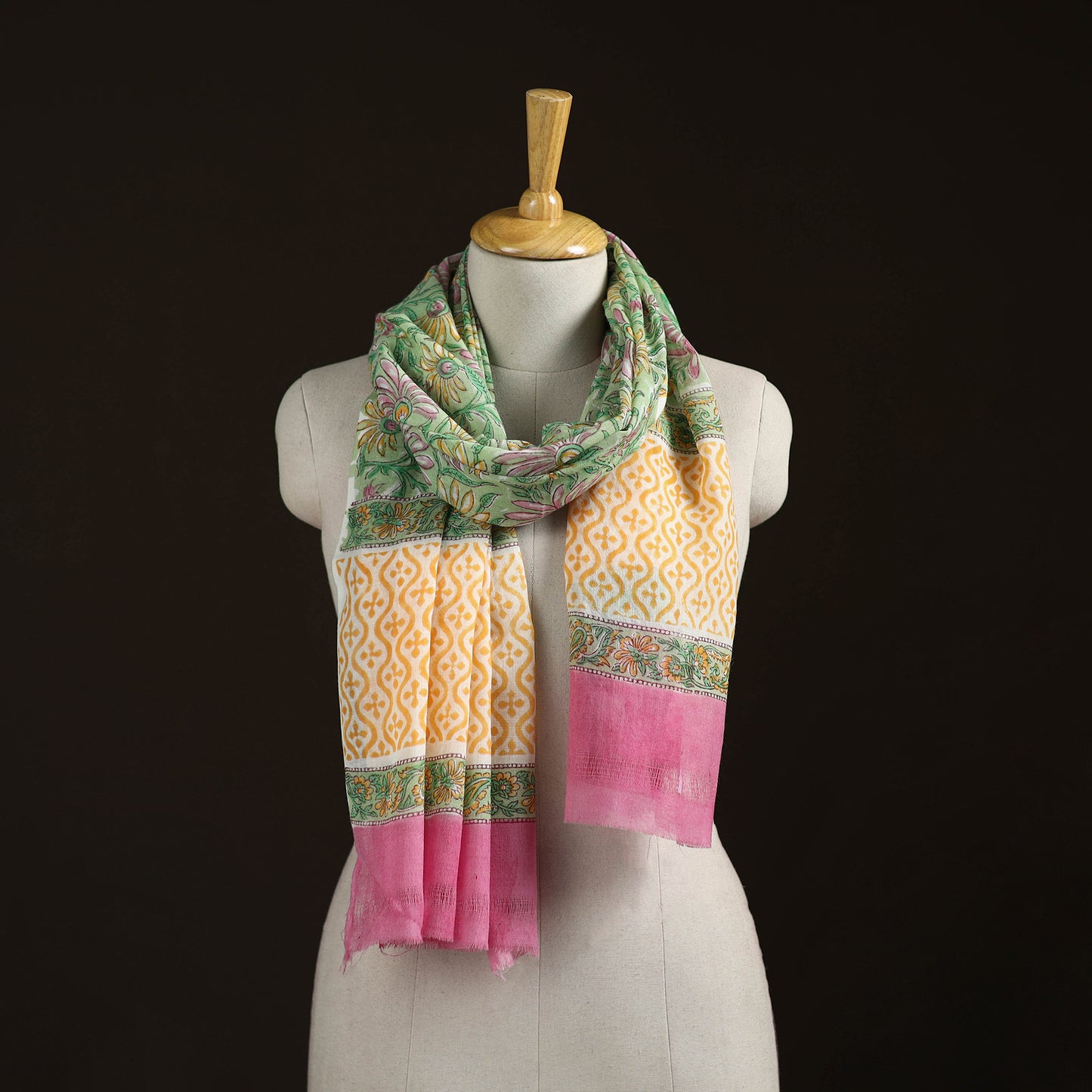 Sanganeri Hand Block Print Pure Merino Wool Stole 28