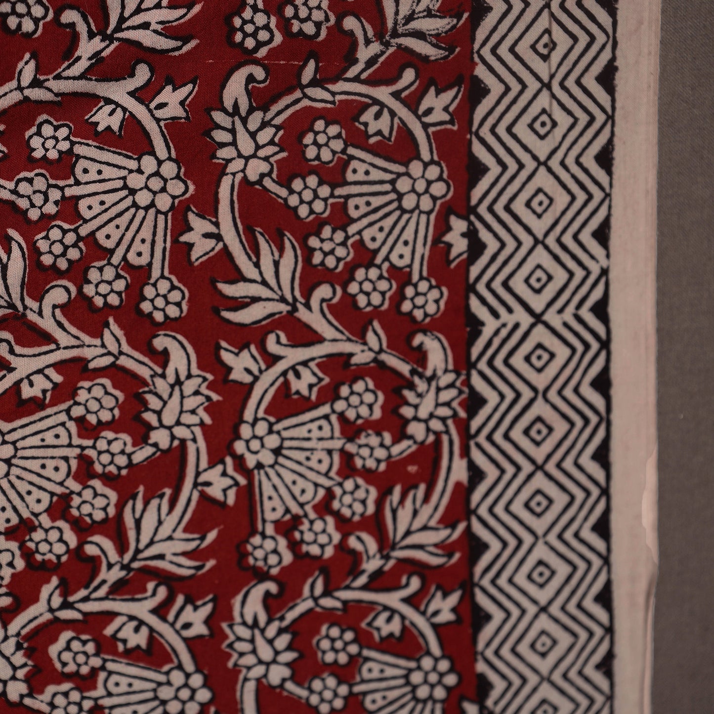 Red Bagh Hand Block Print Natural Dyed Cotton Fabric
