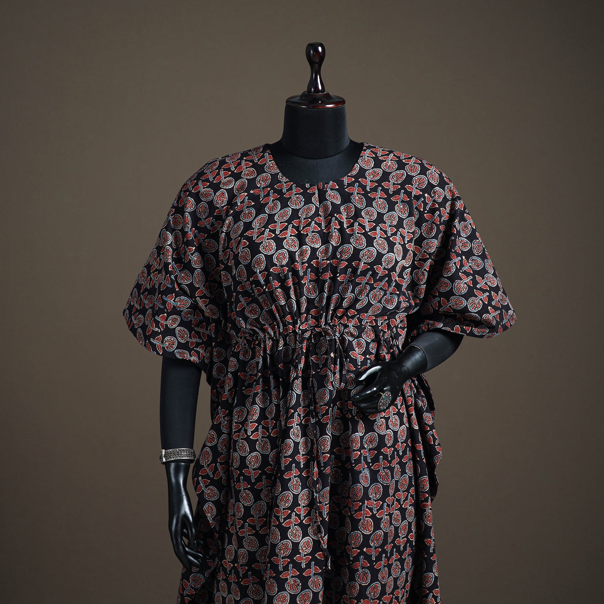 Ajrakh Hand Block Print Natural Dyed Cotton Long Kaftan 06