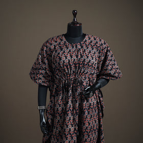 Ajrakh Hand Block Print Natural Dyed Cotton Long Kaftan 06