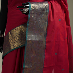 Red - Kanchipuram Buti Cotton Saree with Border 20