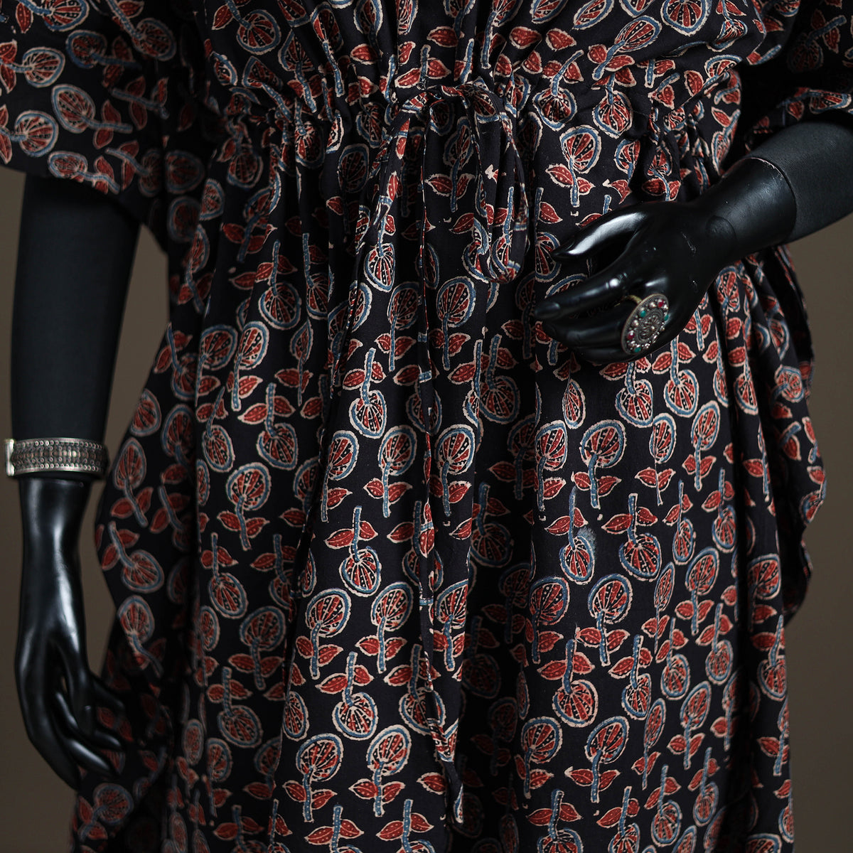 Ajrakh Hand Block Print Natural Dyed Cotton Long Kaftan 06