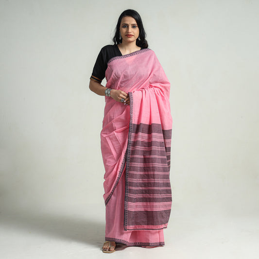Pink - Mangalagiri Godavari Handloom Rudraksha Border Cotton Saree