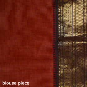 Checks Buti Cotton Zari Border Kanchipuram Saree 03