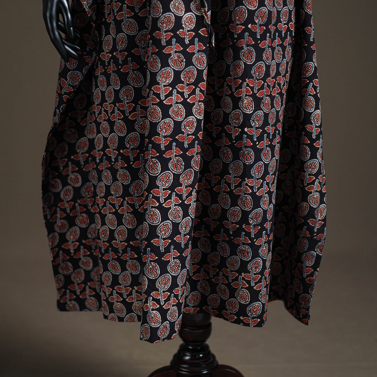 Ajrakh Hand Block Print Natural Dyed Cotton Long Kaftan 06