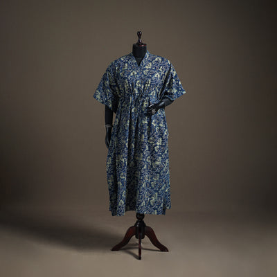 Ajrakh Hand Block Print Natural Dyed Cotton Long Kaftan 07