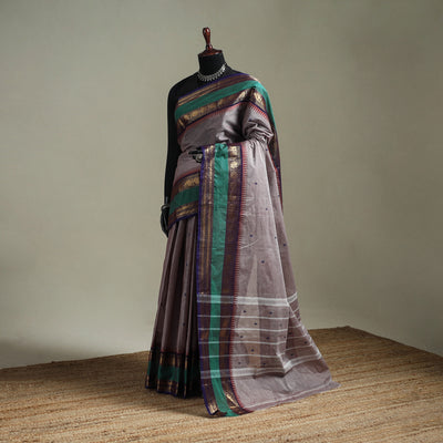 Purple - Kanchipuram Buti Cotton Saree with Border 21